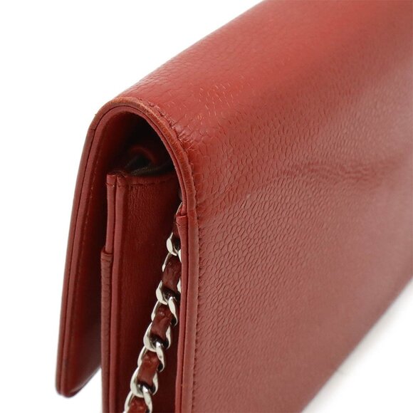 CHANEL Red Caviar Leather Logo Shoulder Bag - Picture 7 of 10